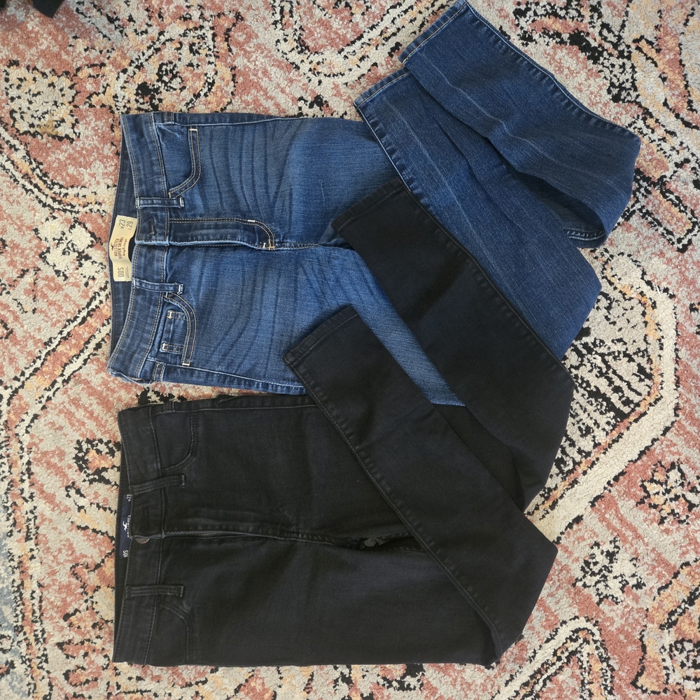 Hollister HI-RISE Skinny Jeans Strech Blue and Black